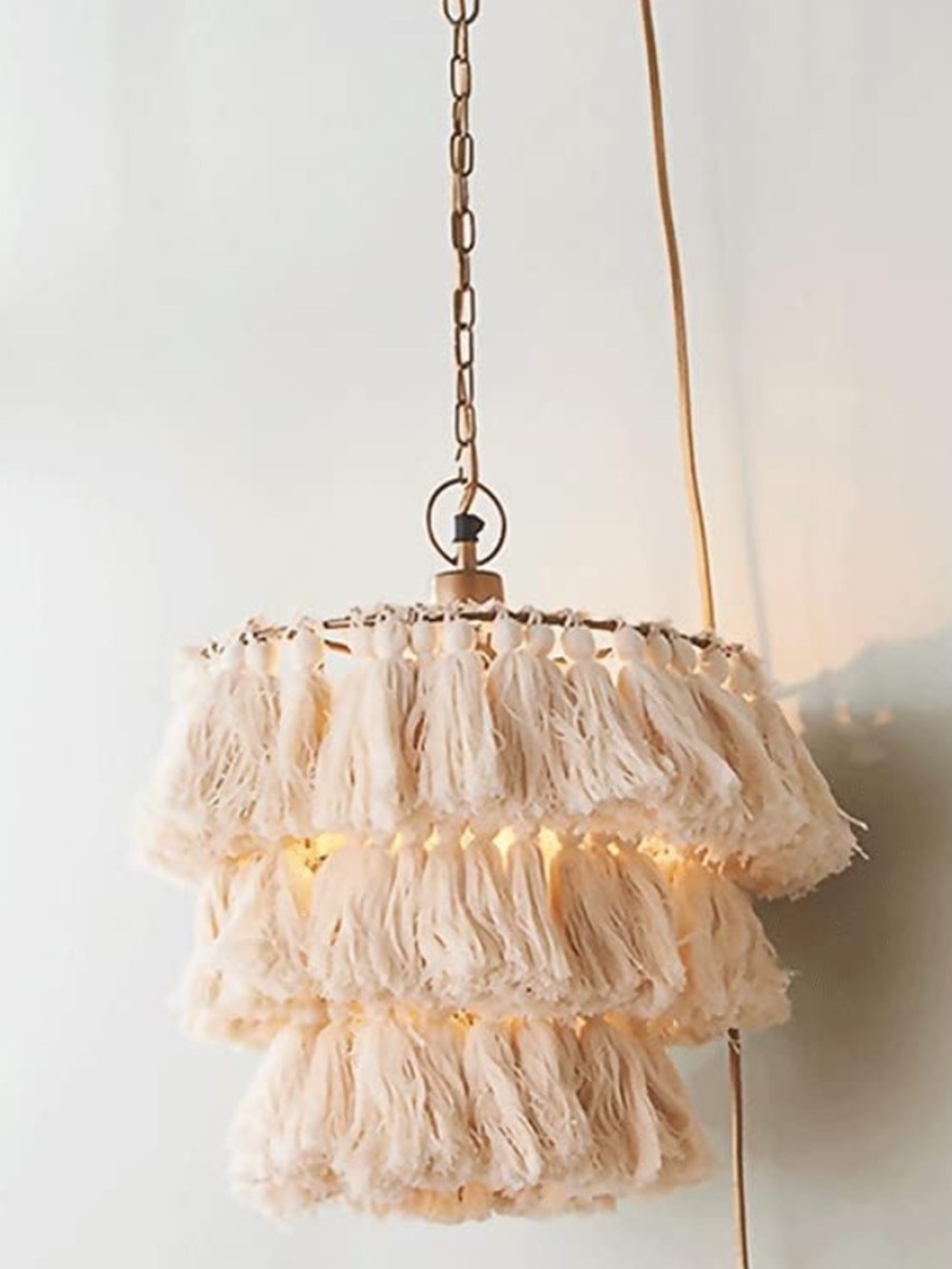 Cream Tiered Tassel Pendant Light